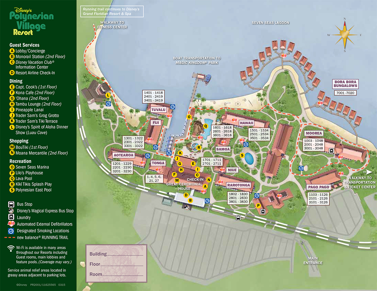 Polynesian Villas and Bungalows resort map
